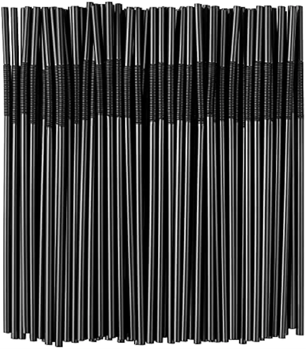 China Manufacturer Wholesale Biodegradable Disposable Plastic Popular Flexible Black Atistic Drinking Straw for Party and Coffee Shop