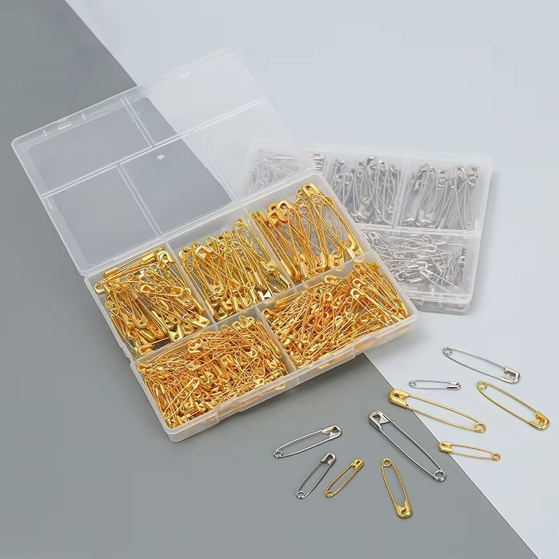 Premium 320PCS Mixed Size Metal Safety Pins in Gold and Silver