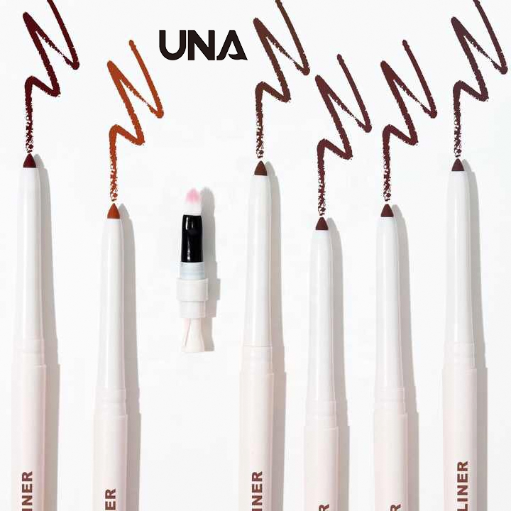 White Vegan Retractable Creamy Lip Liner with Brush and Sharpener for Black Women Custom Logo Makeup Pigmented Lipliner Pencil
