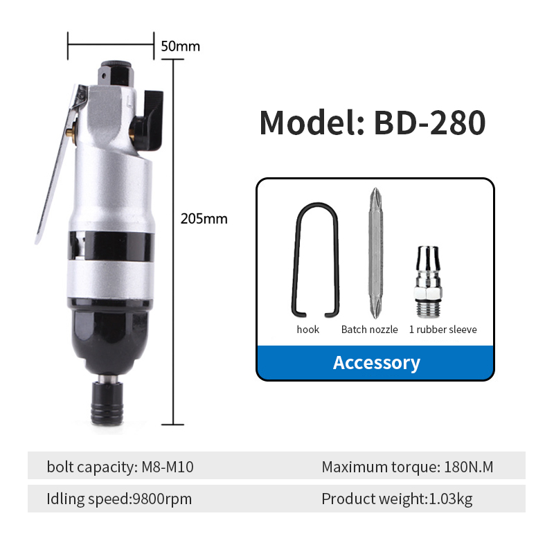 Bd-280 Industrial Grade High Frequency Durable Air Tools Pneumatic Screwdriver