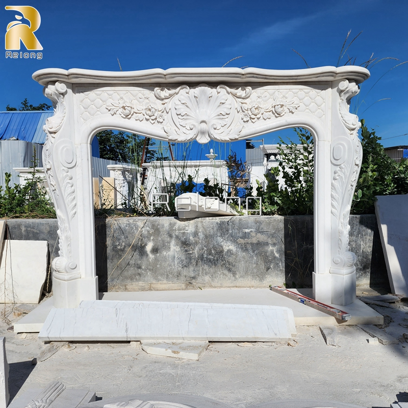 Indoor White Marble Carving Mantel Marble Interior Design Fireplace Wholesaler