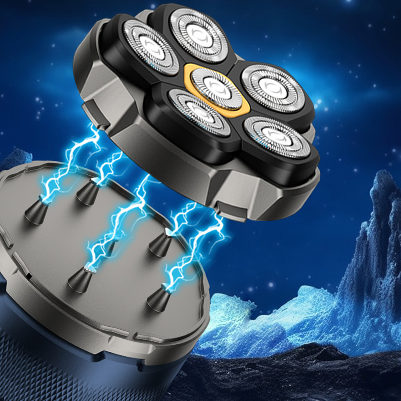 USB Rechargeable Electric Shaver Washable 6 Blades with LED Display