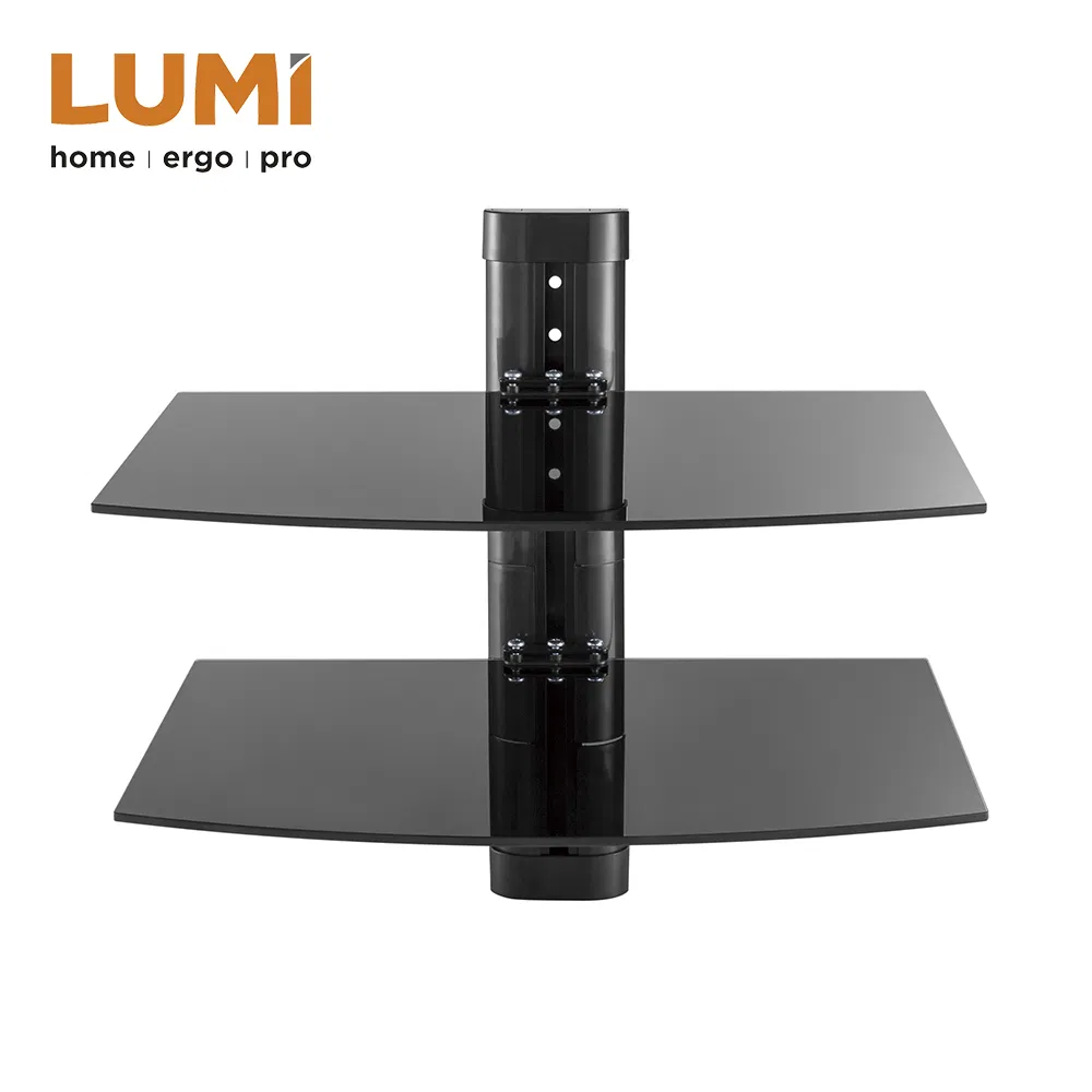 Height Adjustable Glass DVD Player DVD Shelf Bracket with Shelf