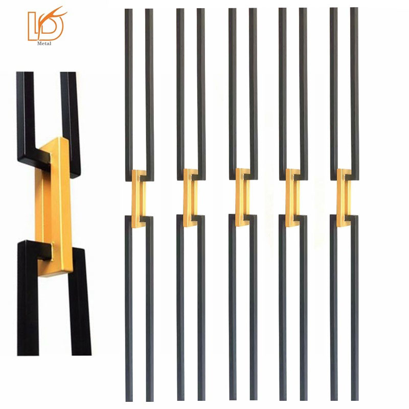 Modern Popular Black with Golden Color Chain Link Wrought Iron Baluster