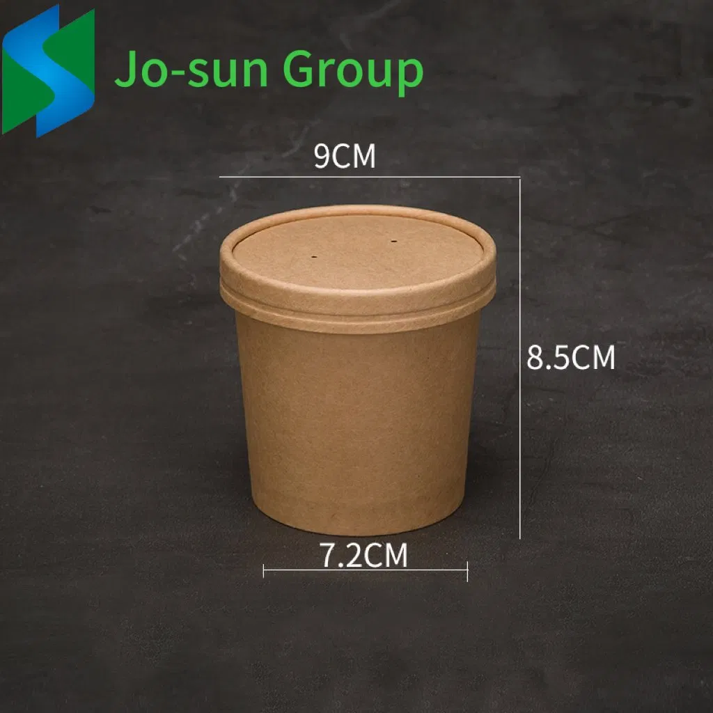Jo-Sun Disposable Kraft Paper Soup Cup Bowl with Paper Lid Food Packaging Bucket