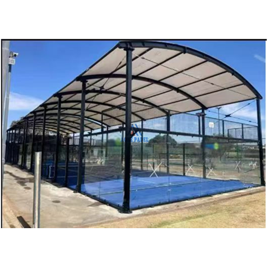 Customized Size Outdoor Indoor Panoramic Padel Court Cost Portable Paddle Tennis Court with Roof
