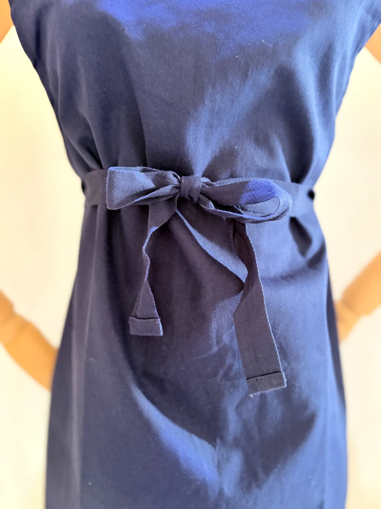Cotton Twill Blue Bib Apron with Woven Belt Customized Logo Printed for Restaurant, Kitchen or Promotion