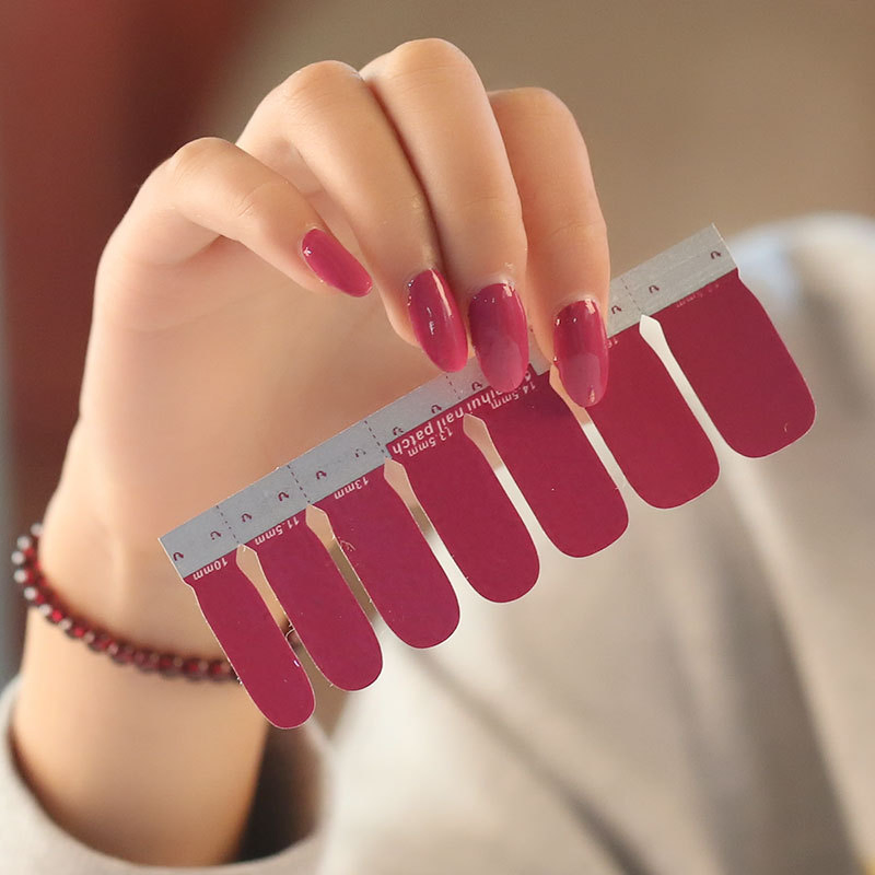 Semi Cured UV Nail Gel Strips Solid Color Nail Art Stickers