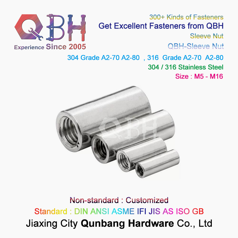 Qbh Customized Carbon Steel/Stainless Steel Extended Round Joint Nut Nipple Coupling