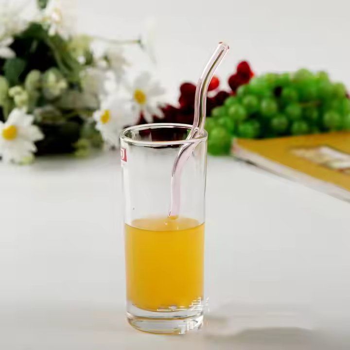 8*200mm Style More Colorful High Borosilicate Drink Coffee Milk Tea Wavy Glass Straw