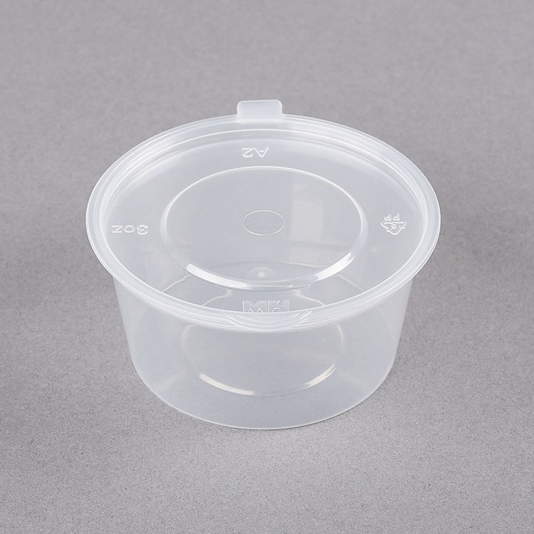 High Quality Wholesale Disposable Plastic Ice Cream Jelly Cooked Food Container PP Sauce Cup with Cover