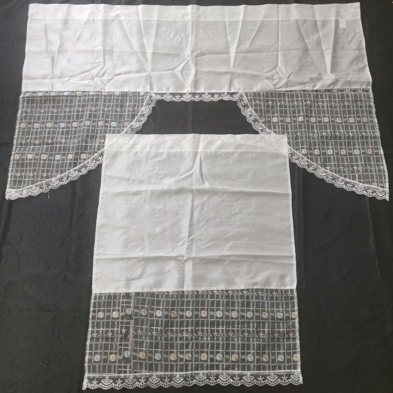 Wholesale Home 3PCS Digital Printing Kitchen Curtain Swag Curtain for Living Room Finished Embroidery Fabric
