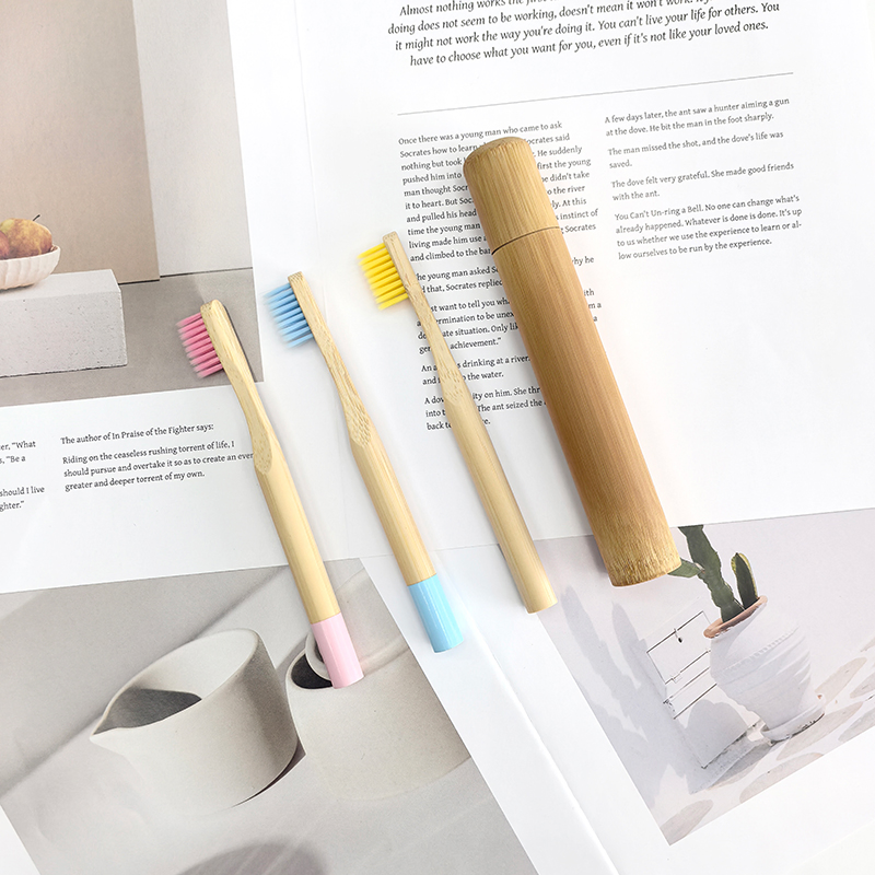 Travel Biodegradable Bamboo Toothbrush for on-The-Go Oral Care Nature Bamboo Toothbrush