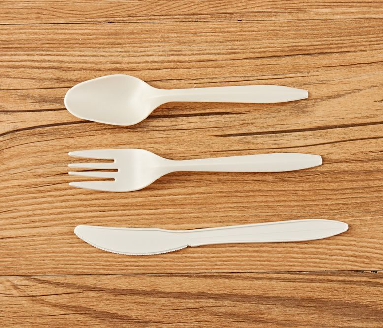 Biodegradable Cornstarch Spoon Fork Knife Cutlery Kit Disposable Psm Cutlery Set