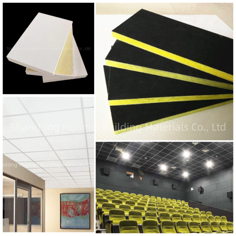 Factory Supplier 600 X 1200 Fiberglass Acoustic Fireproof Black Ceiling Tiles