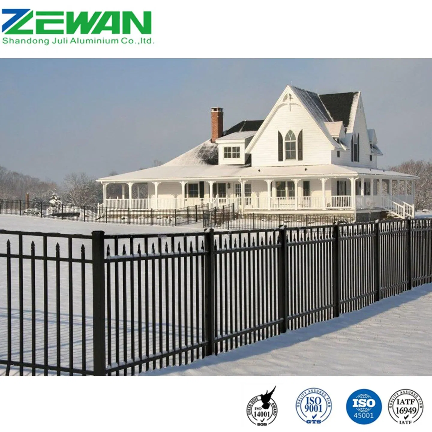 Factory OEM Outdoor Powder Coating Aluminium Fencing Post Custom Aluminum Decorative Security Safety Picket Panel Fence Price for Garden/Swimming Pool/Farm