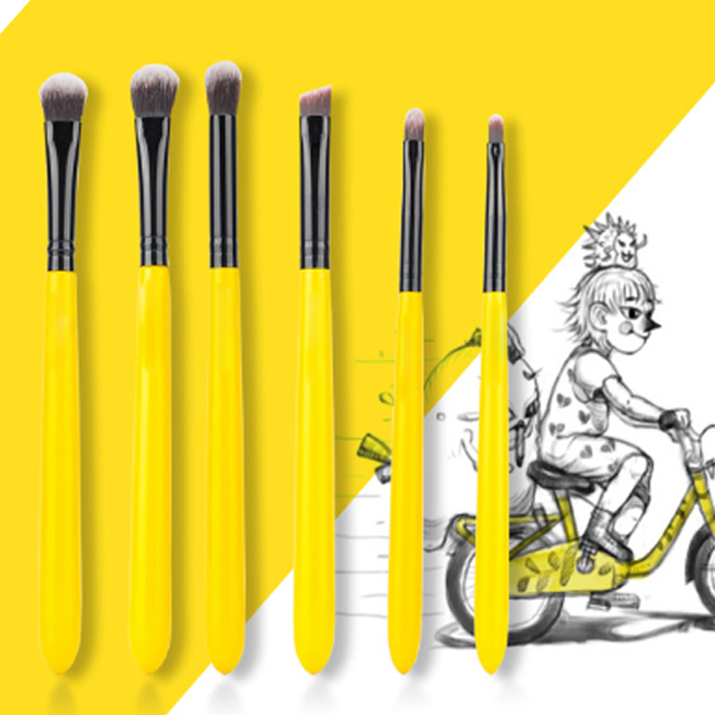 Yellow Makeup Brushes Set 12PC Face Eye Cosmetic Pen Artificial Hair Beauty Tool Make up Powder Blush Brushes Kit