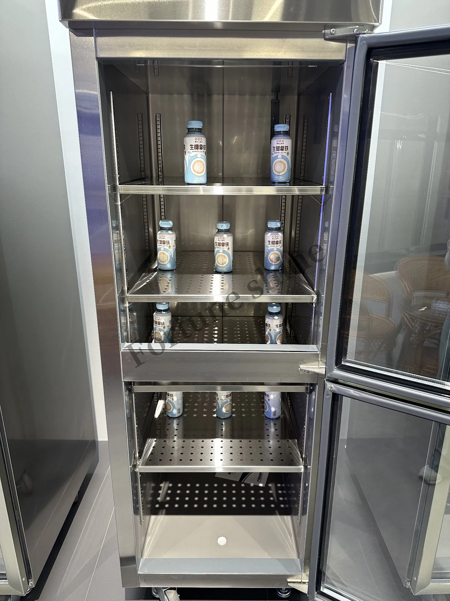 Direct Cooling Single Layer Glass Door Vertical Vertical Cooler Beverage Steel Refrigerator