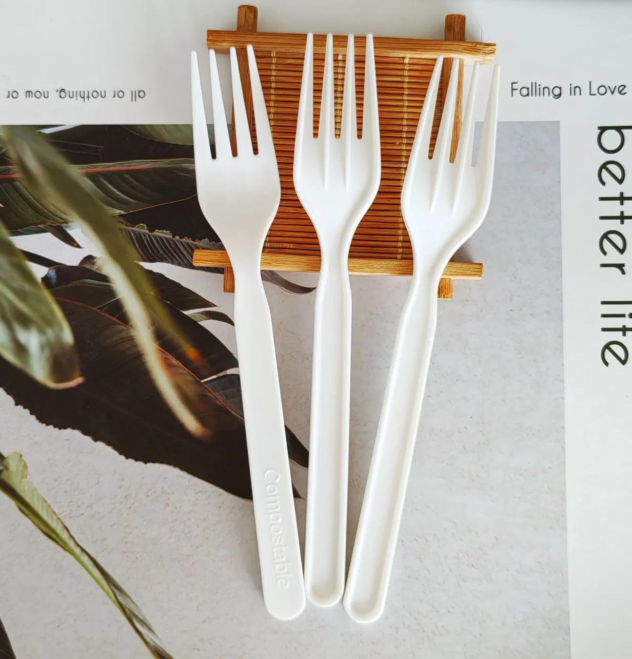 7" Disposable Cpla 7" Cutlery Plant Based Compostable Forks Biodegradable Cutlery Kit