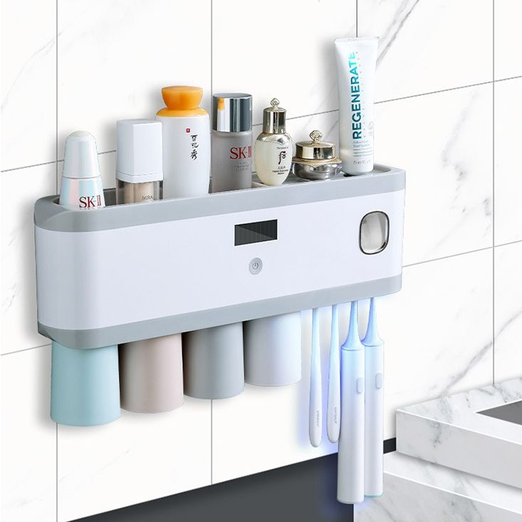Wall-Mounted Intelligent UV Sterilization Toothbrush Holder Multi-Function Rack Toothpaste Dispenser