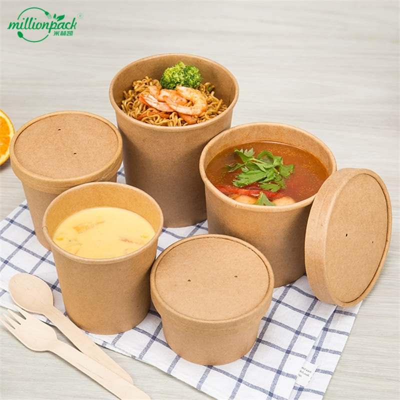 Oval Shape Disposable Paper Soup Cup Kraft Bowl for Easy Drinking Experience