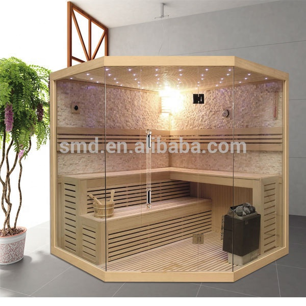 Smartmak Luxury Traditional Steam Sauna Room Indoor Wooden Corner Sauna for Sale