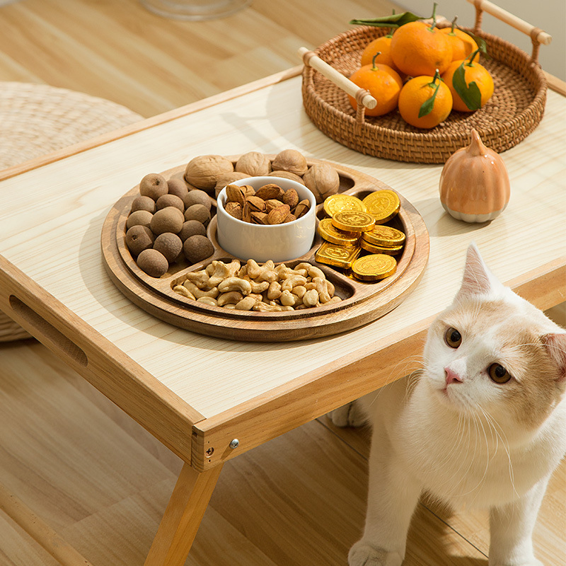 Best Selling Japanese Acacia Wood Snack Dry Fruit New Year Candy Tray