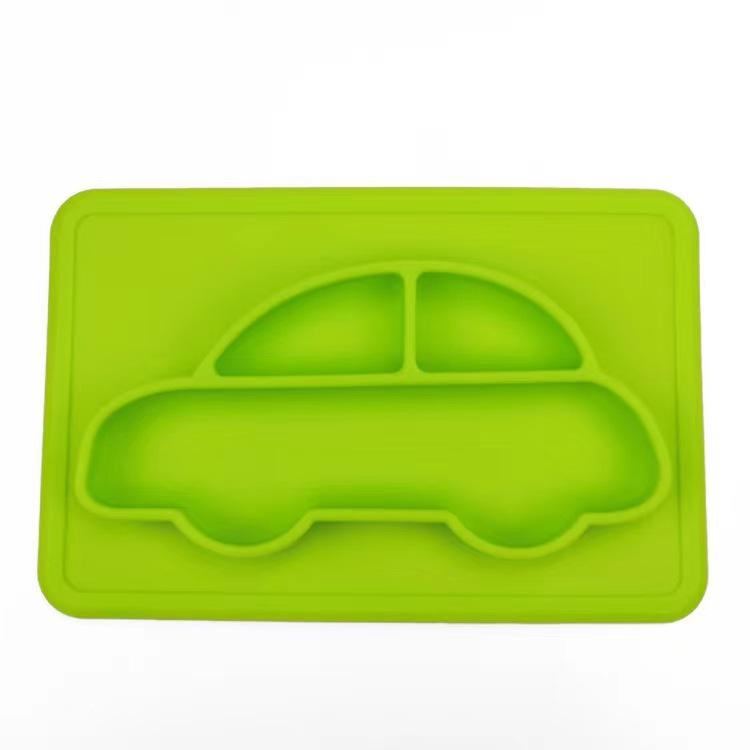 Silicone Baby Feeding Plate with Divided Sections and Safety Baffle