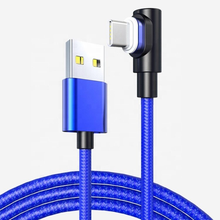 High quality type C micro 8pin magnetic cable nylon braid 90 angle 3A USB quick charging and data cable USB charger cable for mobile phone charging
