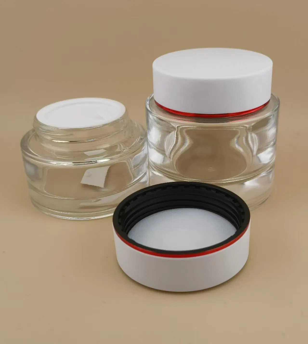 Clear Glass Cream Jar with White Screw Lid for Female Lotion