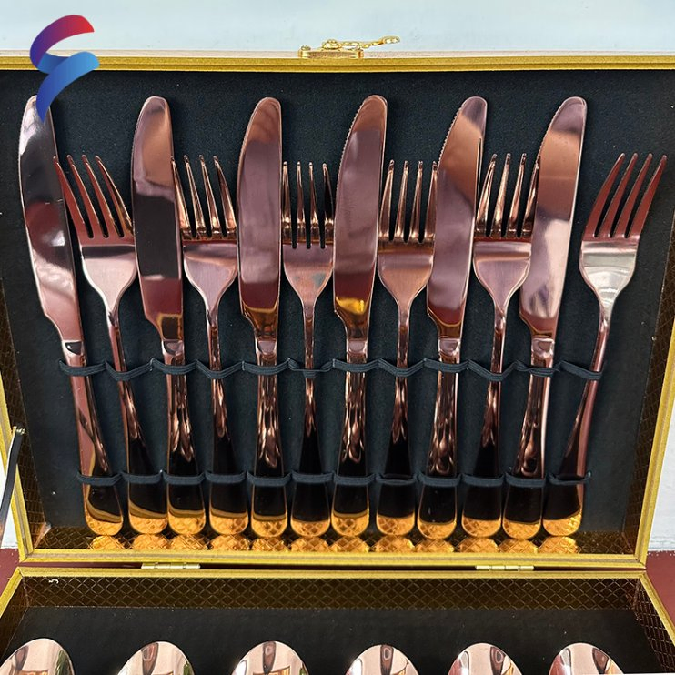 Hot Selling PCS Gift Set Western Tableware Stainless Steel Cutlery Set with Box 24 PCS Flatware Set