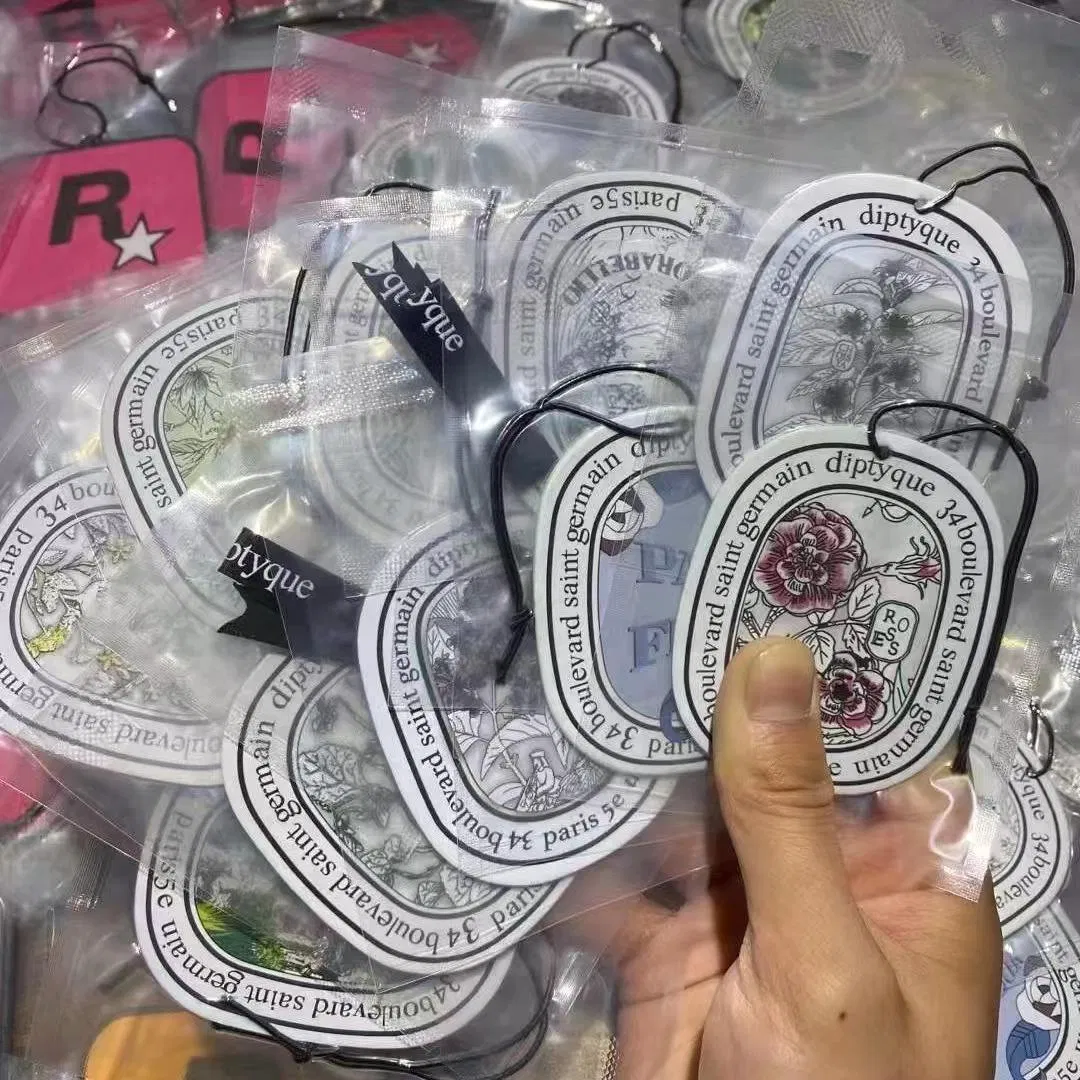 Customizable Oval Car Air Freshener with Floral Design