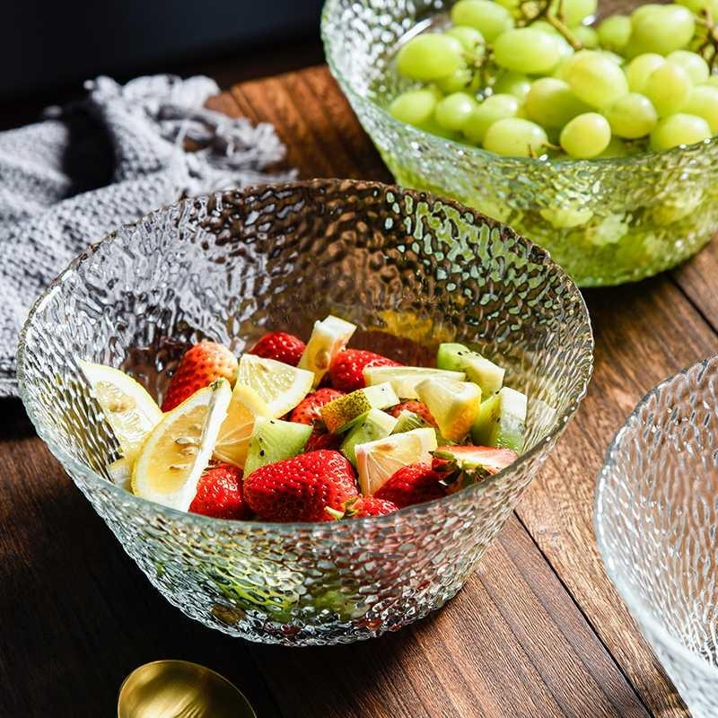Wholesale Simple Kitchen Large Round Salad Fruit Bowl 900ml 1300ml 1600ml Cooking Container Fruit Dessert Ice Cream Glass Bowl