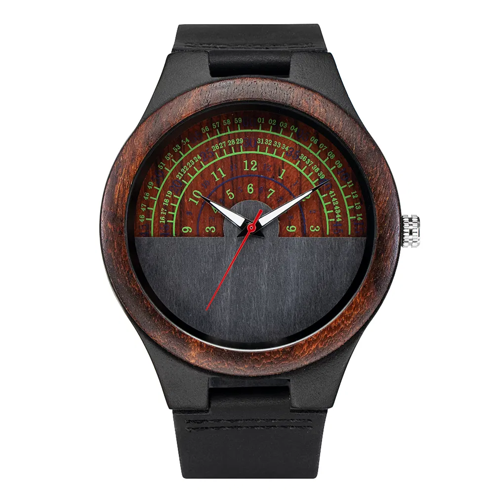 2024 Bewell New Men Wood Watch with Private Label Wholesales Lightweight Wooden Watch for Men Leather Strap Logo Customization