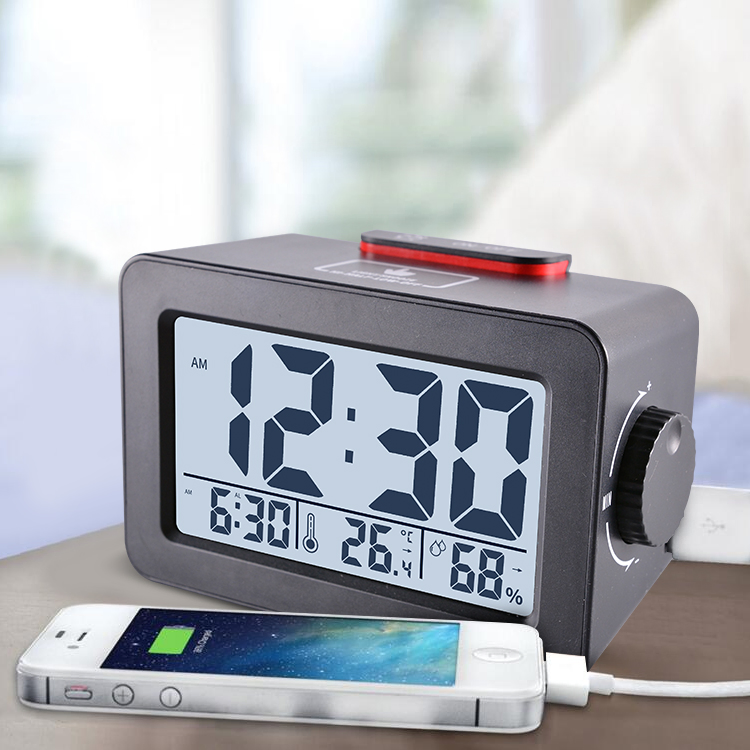 Digital Alarm Clock with Dual USB Charger and Dimmer for Bedrooms