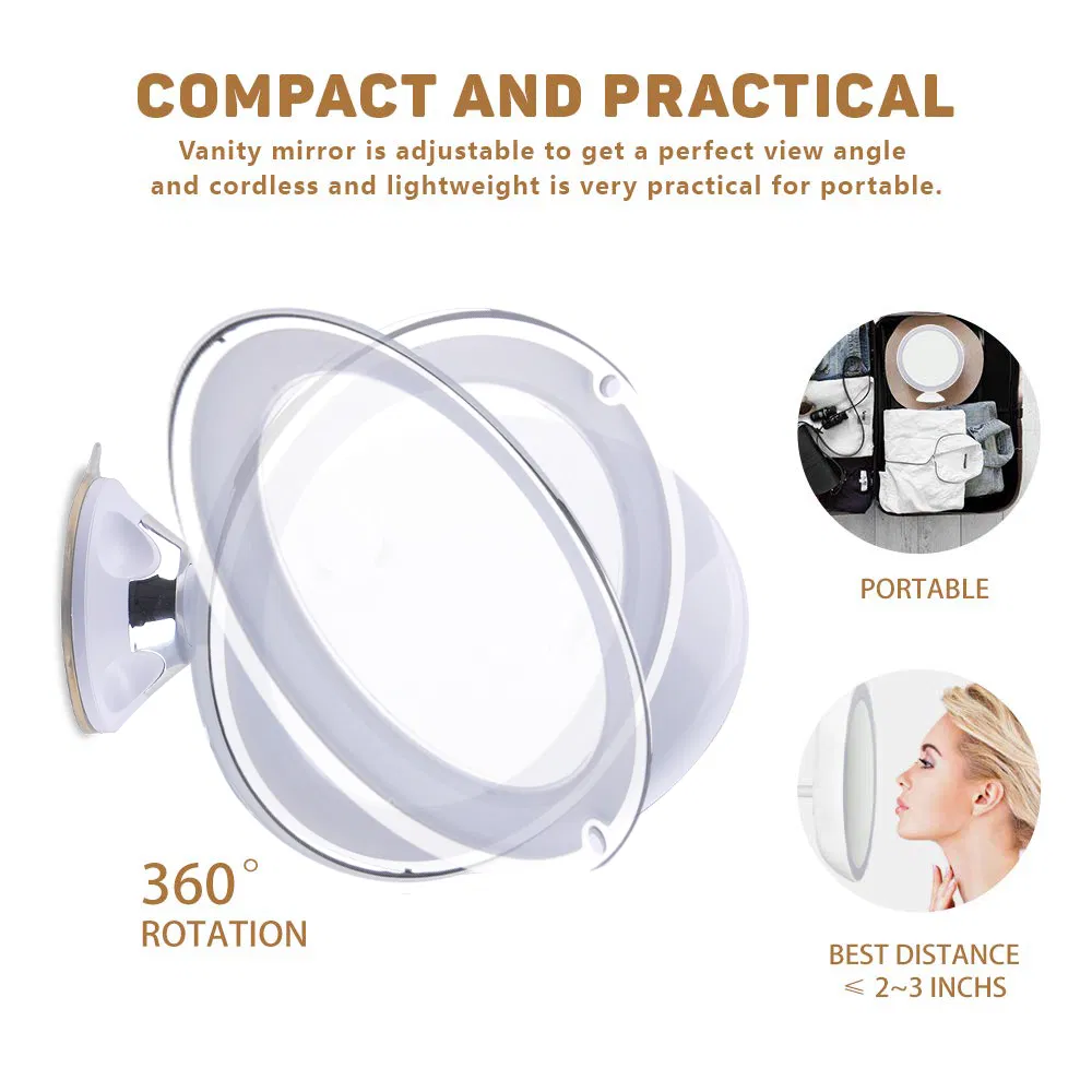 Battery Operated Detachable 360 Degree Rotating Rotation LED Mirror