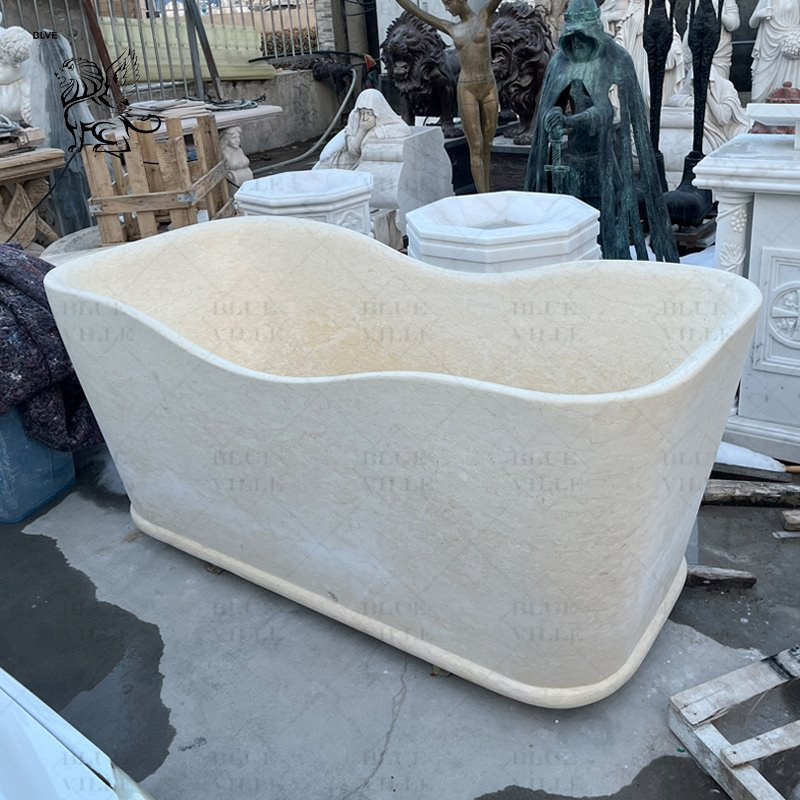 Modern Bathroom Large Luxury Freestanding Stone Bath White Italian Marble Solid Bathtub Supplier