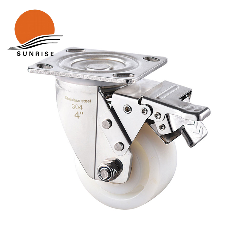 4/5/6/8inch 250/350/450/550kg Ss Nylon PA Large Rubber Caster Wheels Heavy Duty Long Rubber Caster Castor Wheel