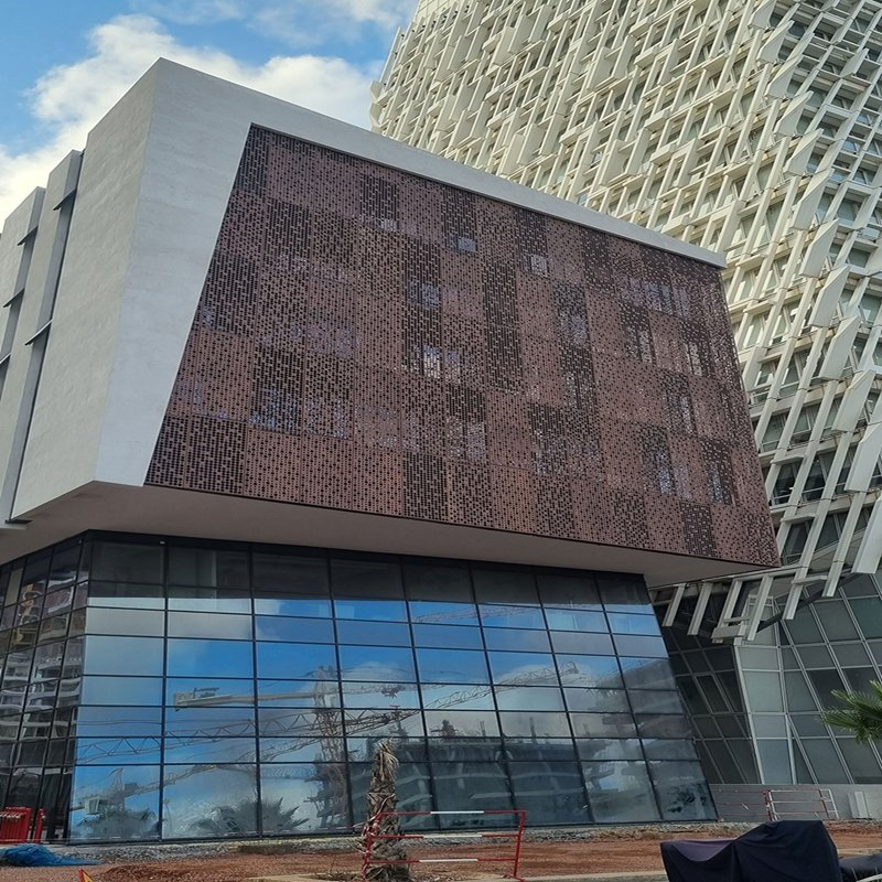 Seismic Design Reinforced Joint Aluminum Alloy Structural Curtain Wall Metal Perforated Facade Panel