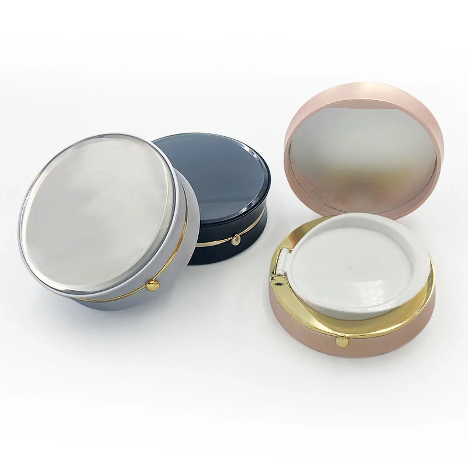 Gold Edge Luxurious Portable Air Cushion Puff Bb Cream Container Dressing Box Empty Compact Powder Cases with Air Cushion Sponge Powder Puff