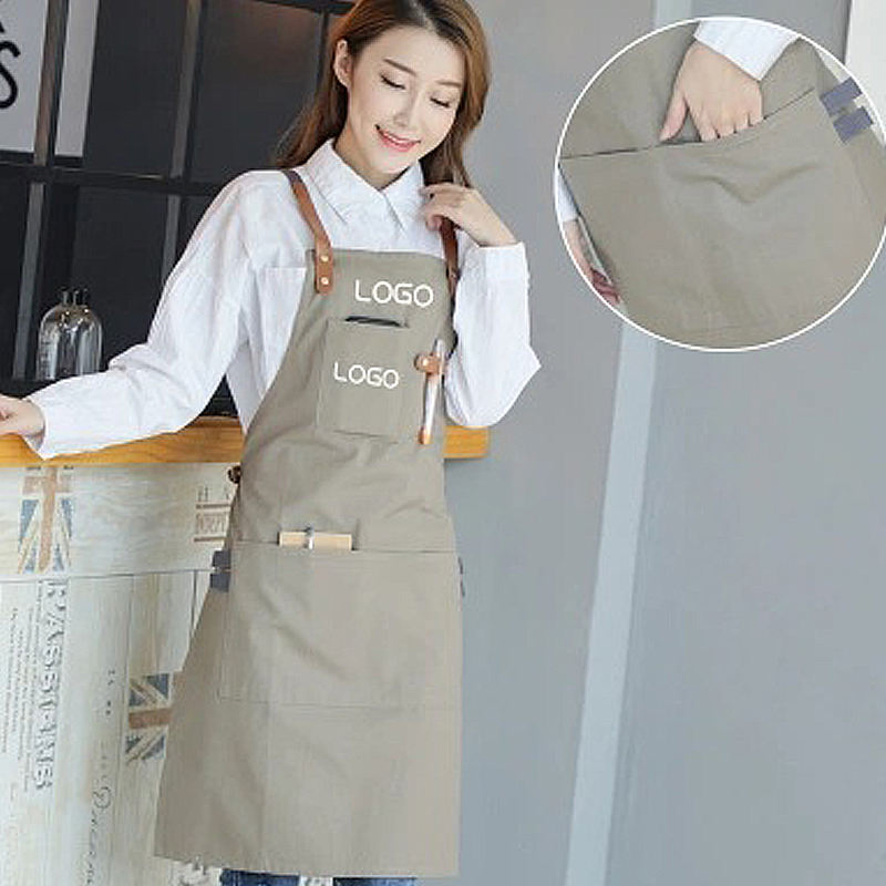 Aprons for Hotels Baking Items Chef Tools Custom Logo Printed Cross Back Canvas Aprons for Cleaning