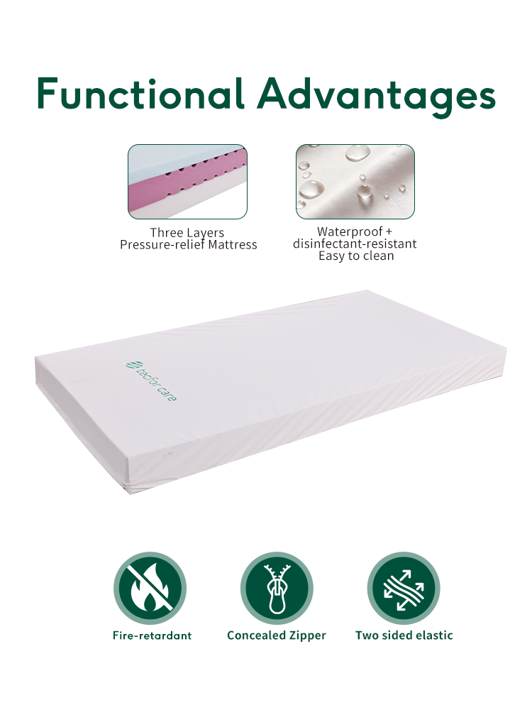 Foam Sponge Hospital Mattress with Medical Waterproof Cover for Comfort