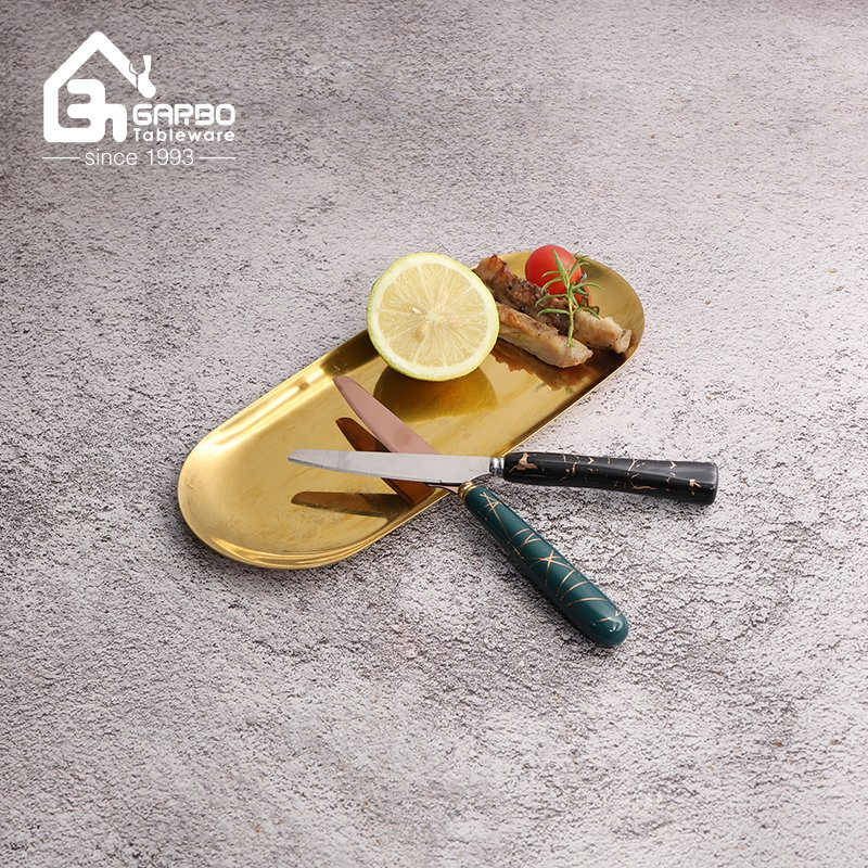 Wholesale Kitchenware Golden Black Stainless Steel Knife 20cm Lenght Cutlery Set Steak Knife Dinner Knife 6 Pieces Set