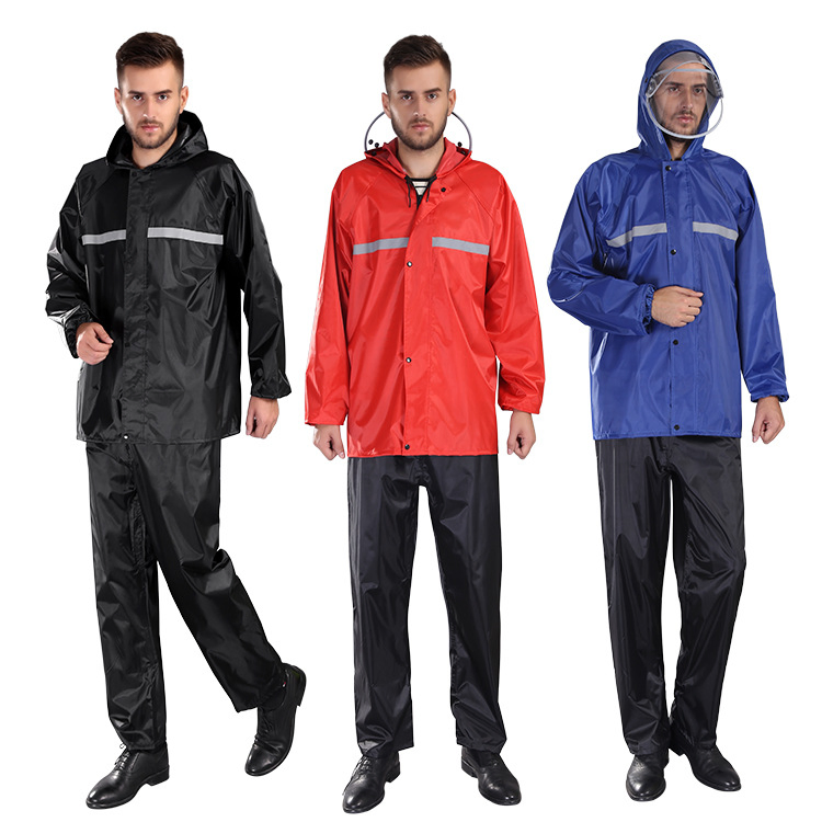Adults Man Food Reflective Fishing Motorcycle Raincoat Waterproof Rain Suit Biker Rainsuit