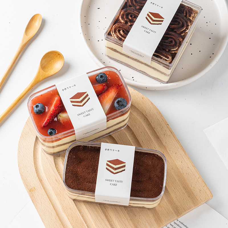 Wholesale Transparent Tiramisu Dessert Box Square Clear PS Plastic Cake Packaging Container Pastry Packaging Box with Lid