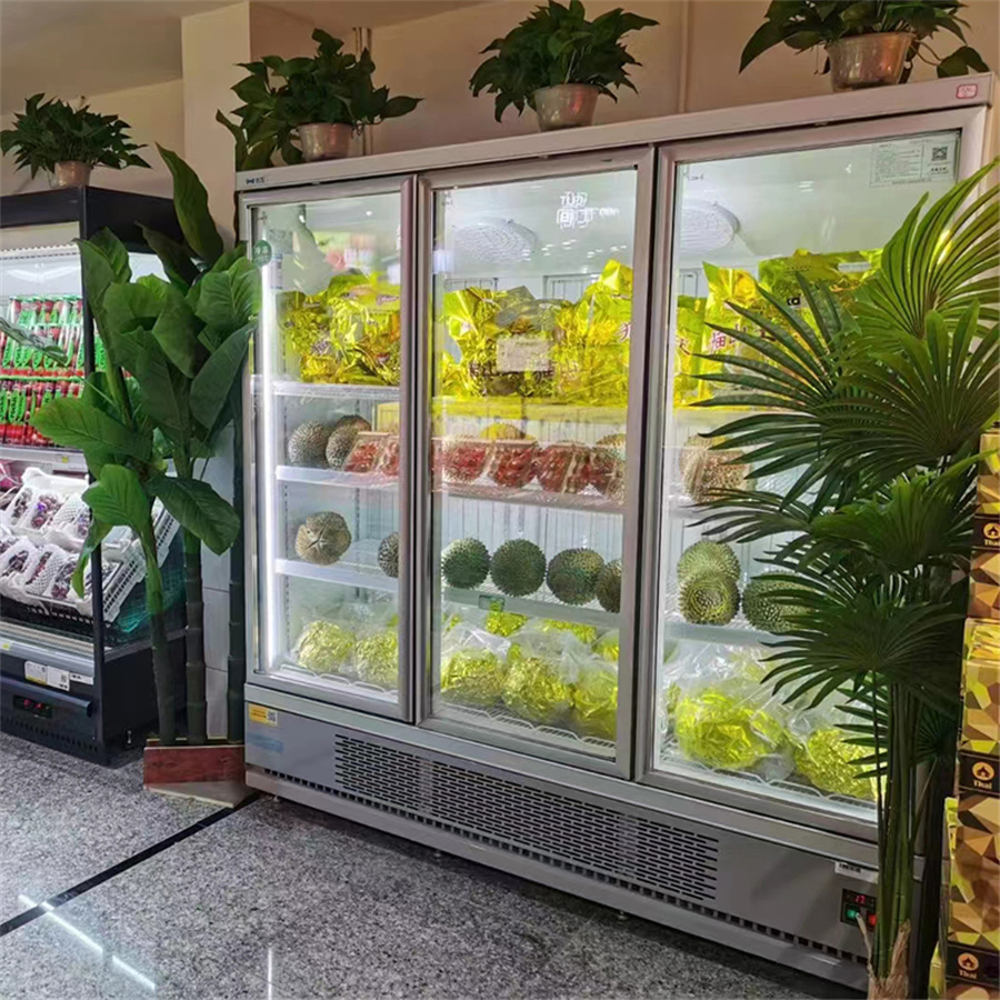 Commercial Supermarket Fan Cooling Freezer Upright Drinks Display Refrigerator 1/2/3 Tempered Glass Door Vertical Beverage Showcase Cooler