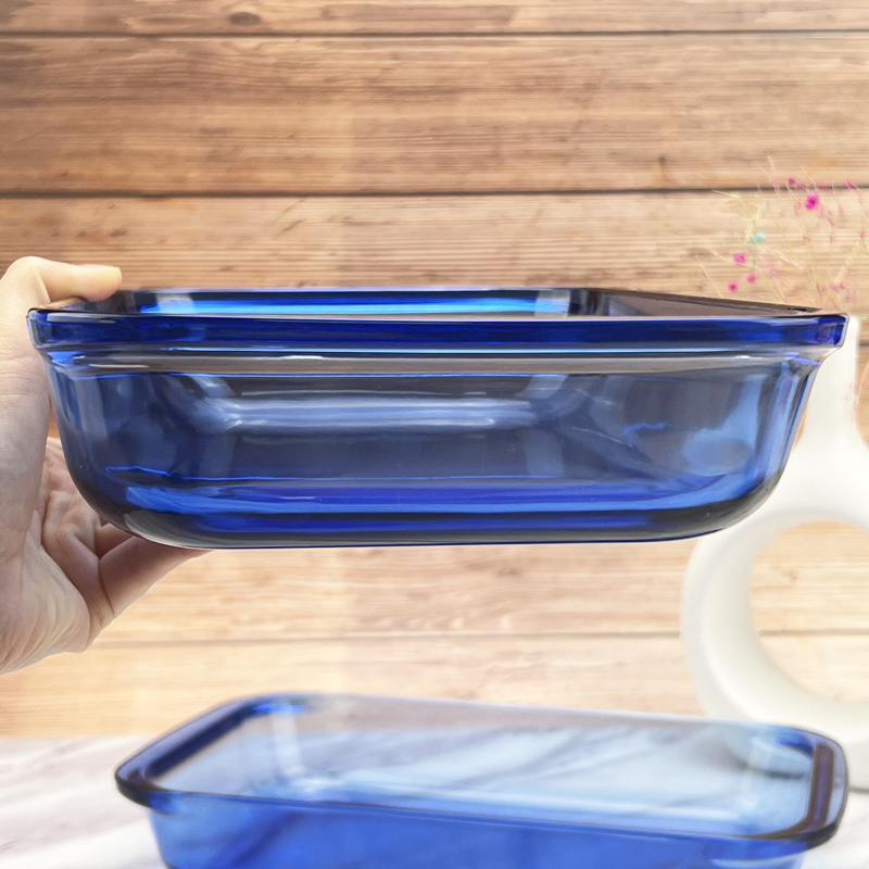 Cobalt Blue High Borosilicate Glass Bakeware, Heat Resistant Baking Tray, Glass Plates, Glass Pans