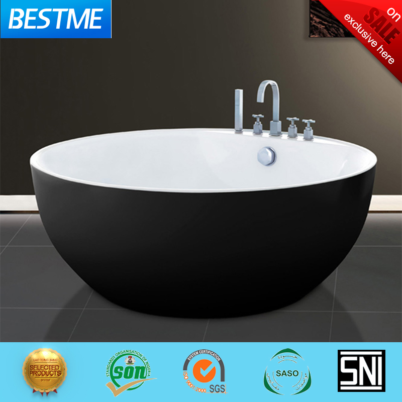 Круглая черная акриловая ванна Bestme с гидромассажем