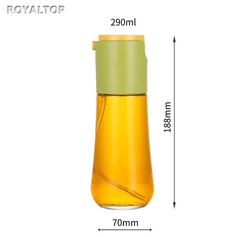 Wholesale 10oz Glass Olive Oil Container Plastic Pump Sprayer 2 in 1 Oil Spray Dispenser for Kitchen Cooking BBQ Air Fryer