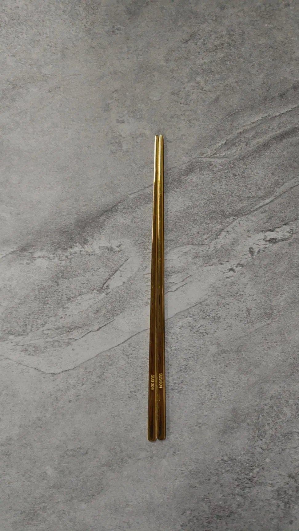 Korean Restaurant Rice Noodles Food Serving Chopsticks Gold 304 Stainless Steel Flat Shiny Chopsticks